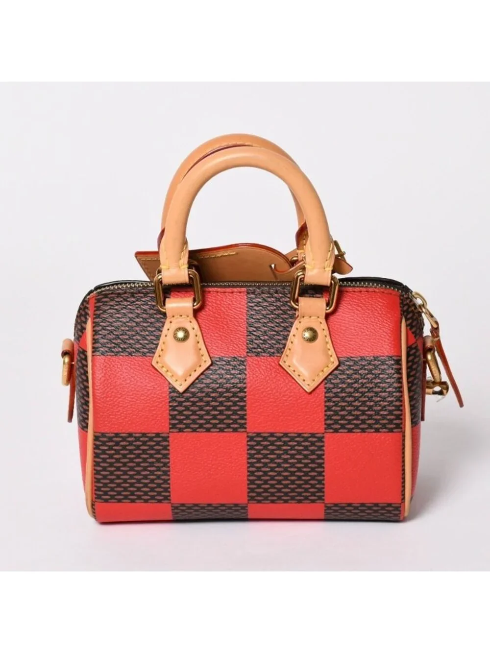 Louis Vuitton Speedy Bandouliere 18 Rouge Damier Pop Brown Red Handbag
